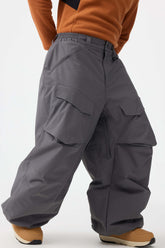 Pantalones de nieve holgados, resistentes y utilitarios, de color gris oscuro, para hombre
